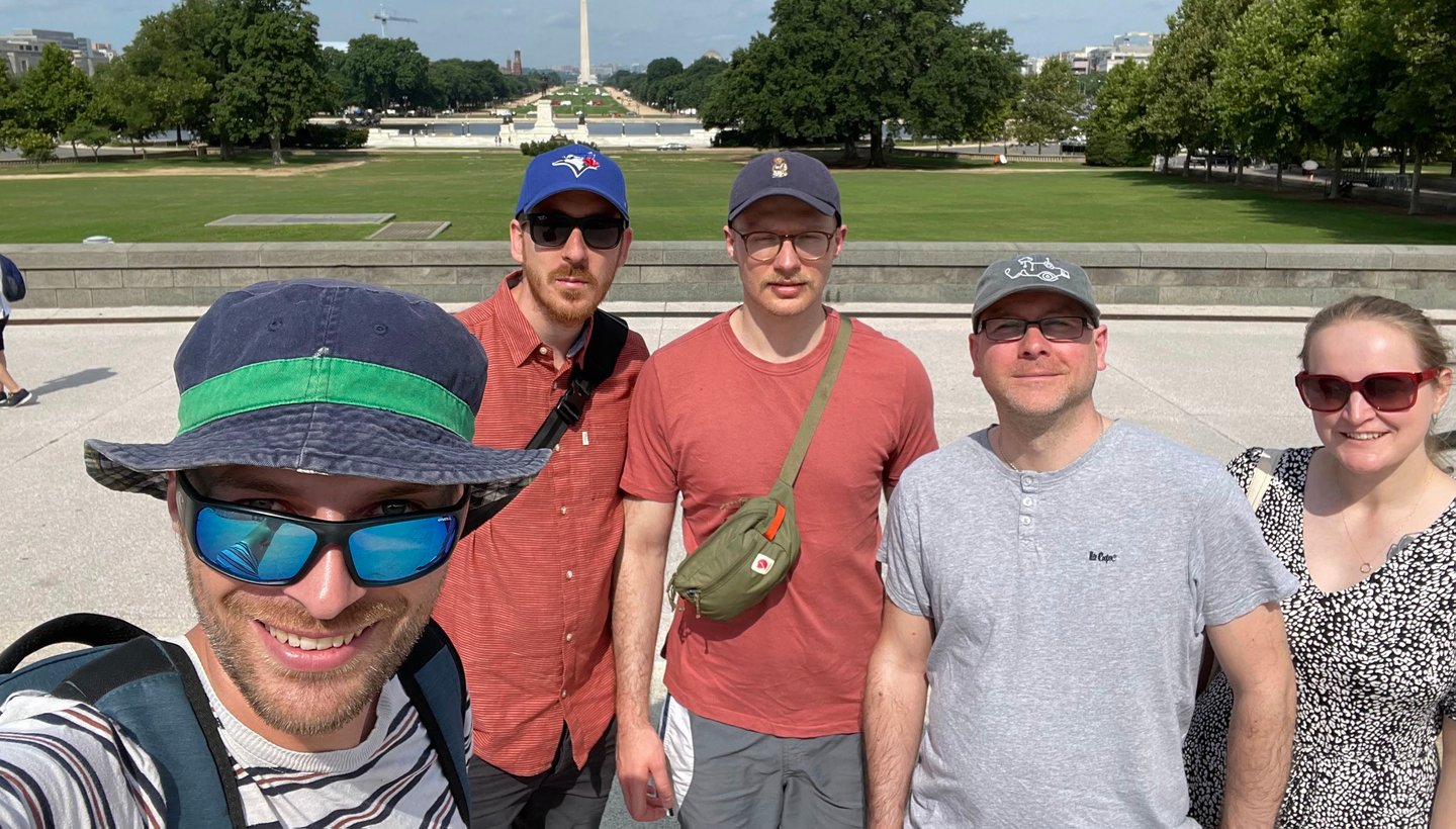 Five NICD data scientists enjoying a day of sightseeing in Washington, D.C.