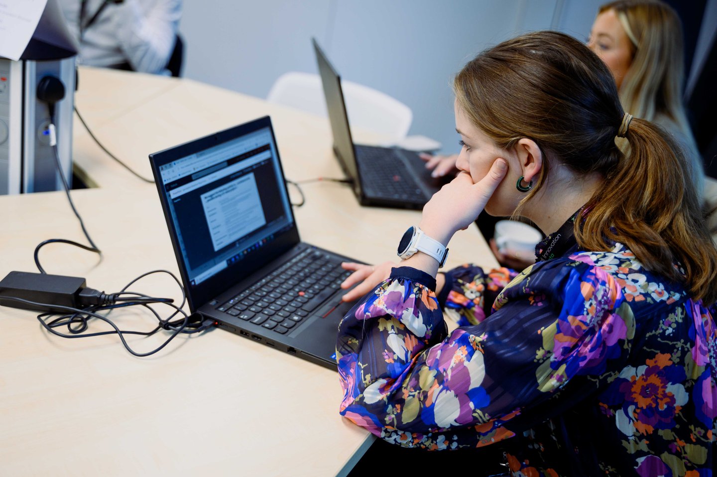 Woman working on her laptop