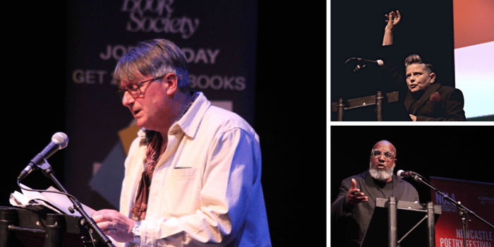 Simon Armitage, Joelle Taylor and Roger Robinson at the Newcastle Poetry Festival. 